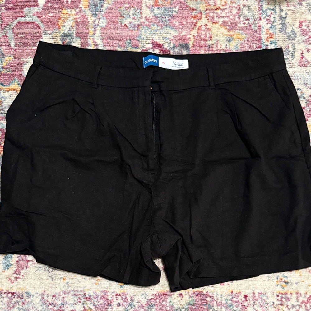 Black Women Linen Shorts